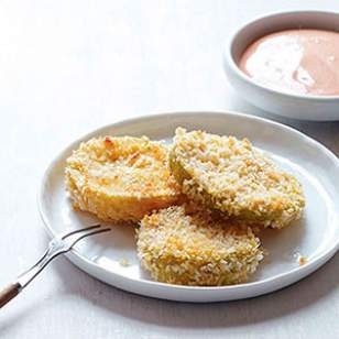 Oven-fried green tomatillos