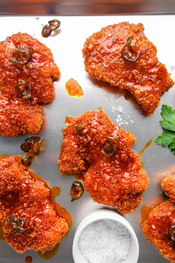 Oven-fried hot honey chicken