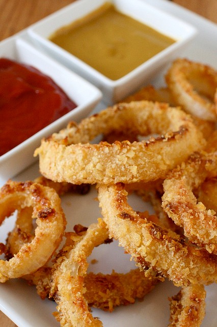 Oven-fried onion rings