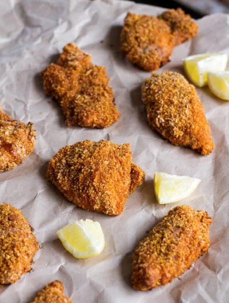 Oven-fried Southern chicken with sweet honey bourbon sauce