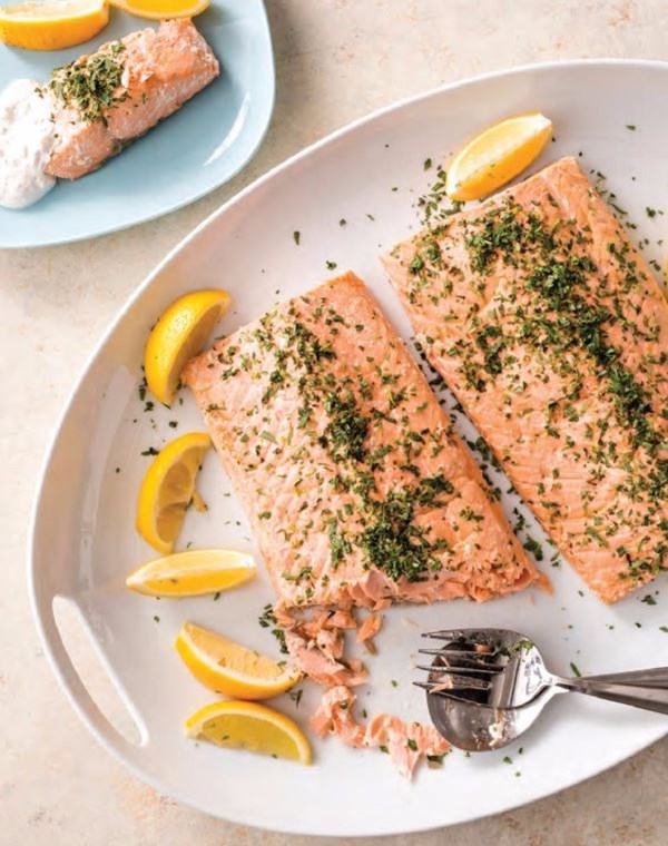 Oven Poached Salmon With Lemon Dill Sauce Recipe Eat Your Books Oven Poached Salmon With Lemon Dill Sauce View Larger