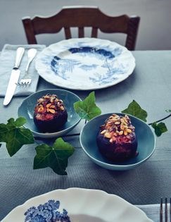 Oven-roasted beets stuffed with goat cheese, dates & celery