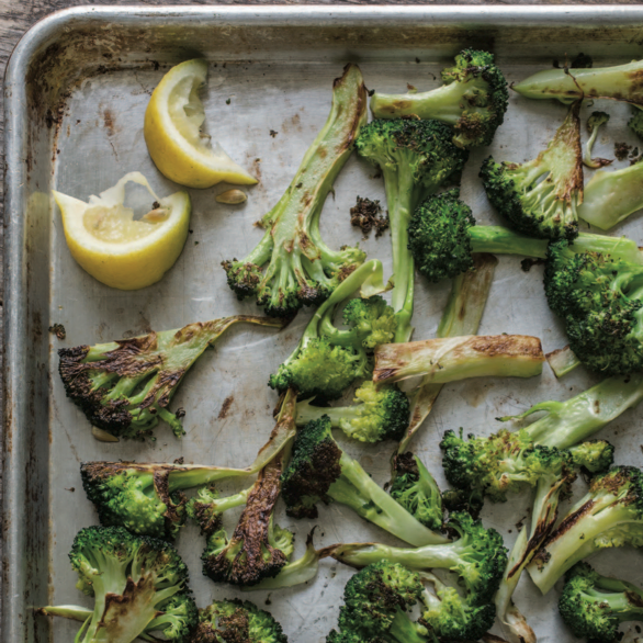 Oven-roasted broccoli, cauliflower