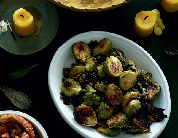 Oven-roasted Brussels sprouts with crisp capers