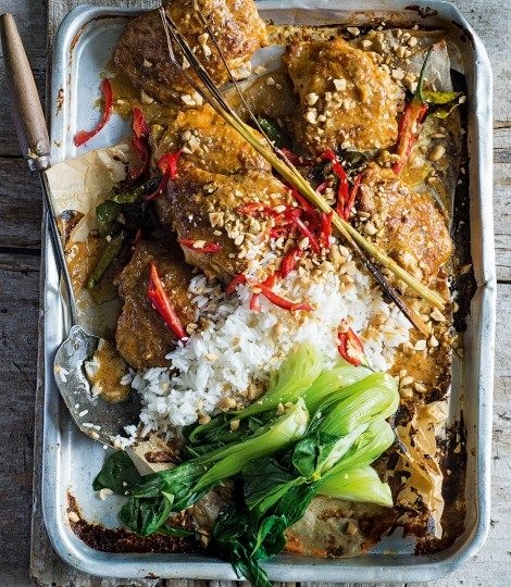Oven-roasted chicken satay