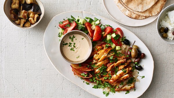 Oven-roasted chicken shawarma