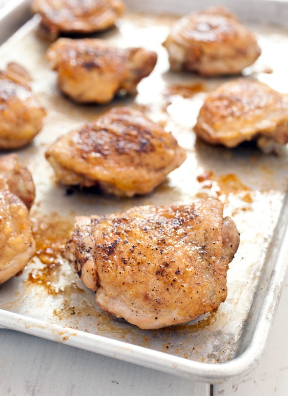 Oven-roasted chicken thighs