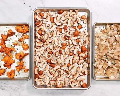 Oven-roasted fancy mixed mushrooms