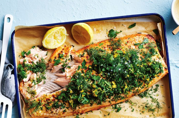 Oven-roasted salmon with maple and mustard herb crust