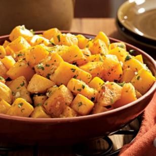 Oven-roasted squash with garlic & parsley