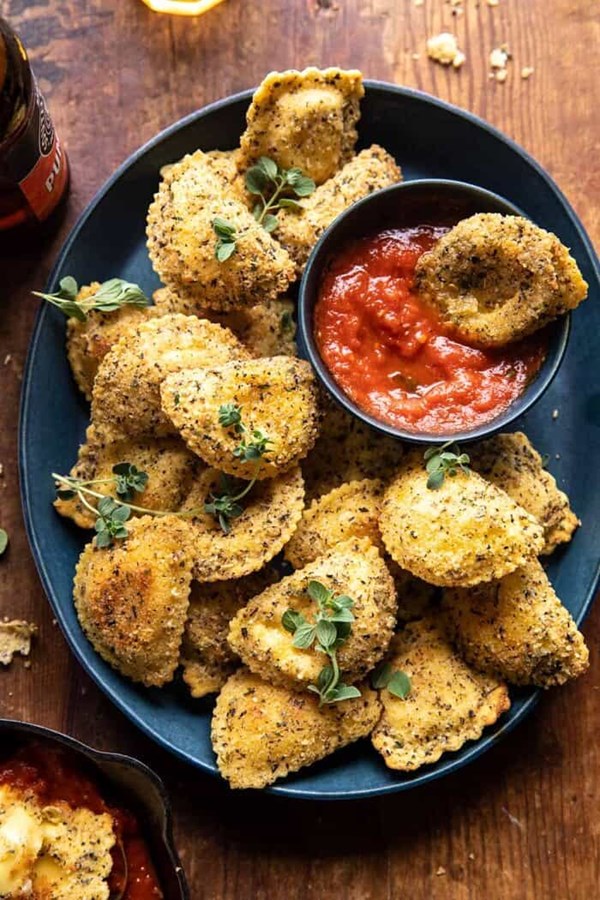 Oven toasted garlic herb cheese ravioli