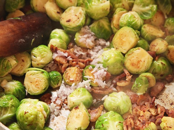 Over-the-top creamed Brussels sprouts gratin