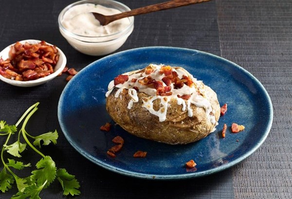 Overloaded double baked Mexican potatoes