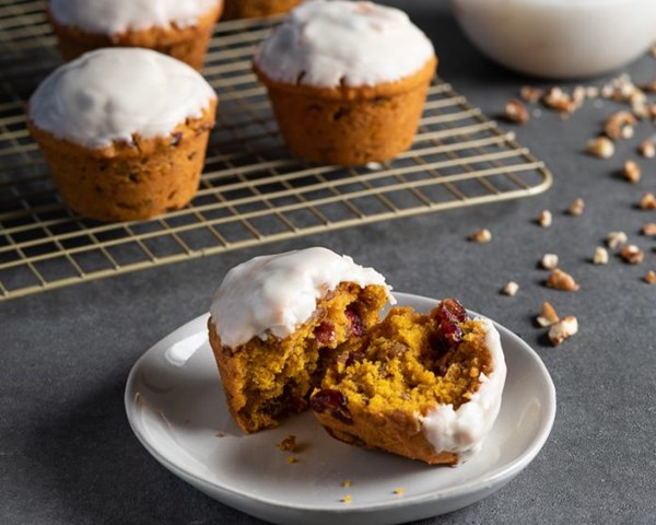 Overnight cranberry pecan pumpkin muffins