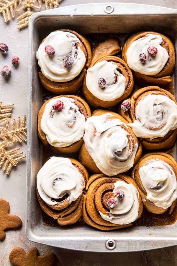 Overnight gingerbread cinnamon rolls