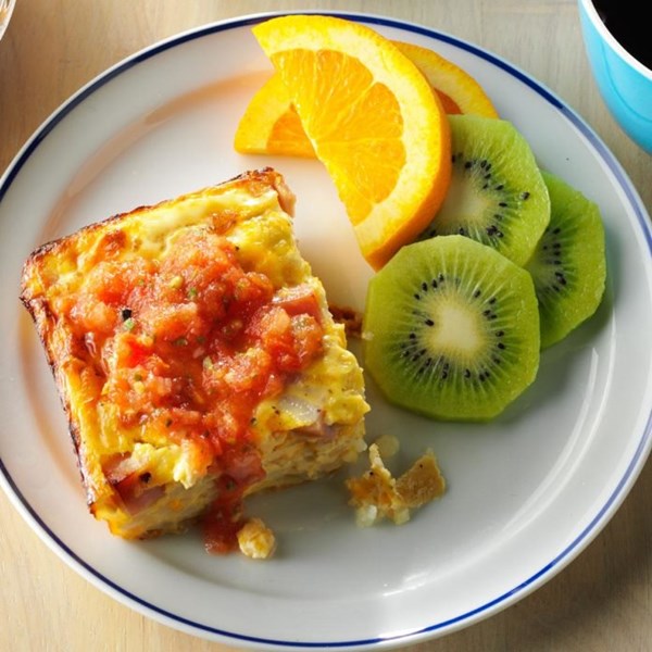 Overnight ham and egg casserole