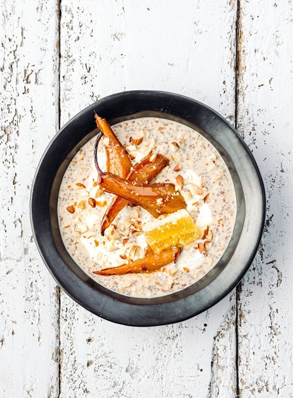 Overnight seeded oat and espresso porridge