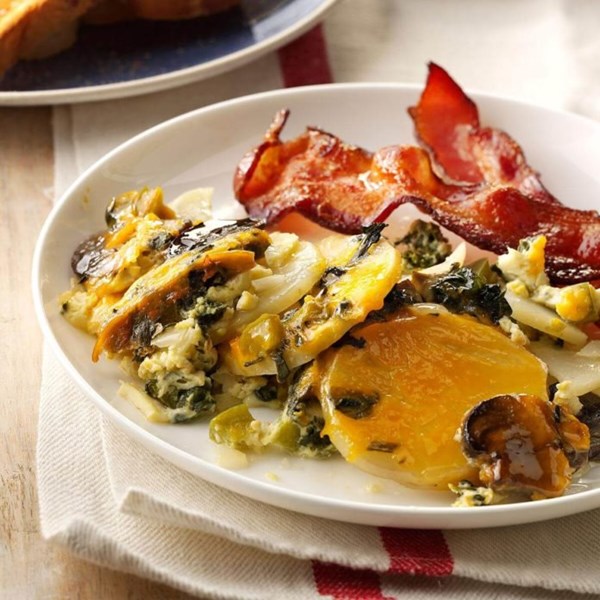 Overnight vegetable and egg breakfast