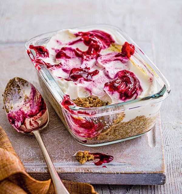 Overnight Weetabix: berry ripple