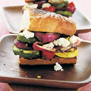 Overstuffed grilled vegetable-feta sandwiches
