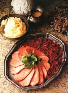 Ox tongue with piquant cream sauce, beetroot and celeriac