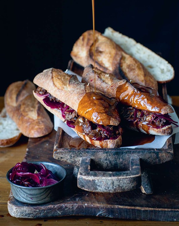 Oxtail French dip sandwich