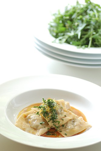 Oxtail ravioli with gremolata