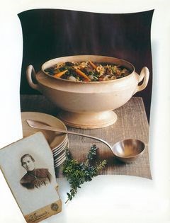 Oxtail soup with fava beans 