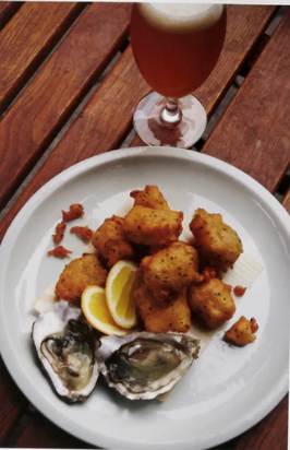 Oyster and beer batter fritters