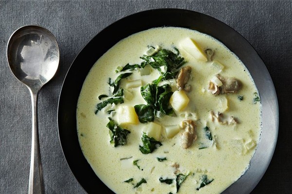Oyster and spinach chowder