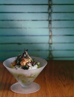 Oyster, cucumber and yoghurt salad