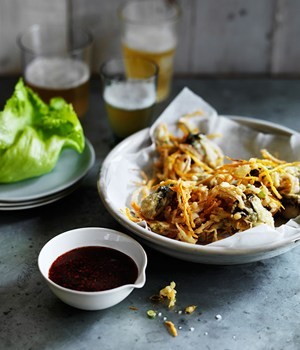 Oyster fritters with tamarind sauce