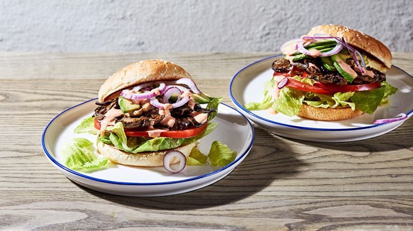 Oyster mushroom sandwiches with red pepper mayo