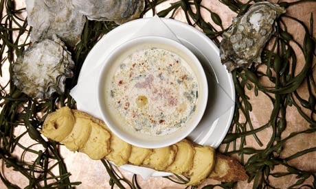 Oyster pan roast with sea urchin butter