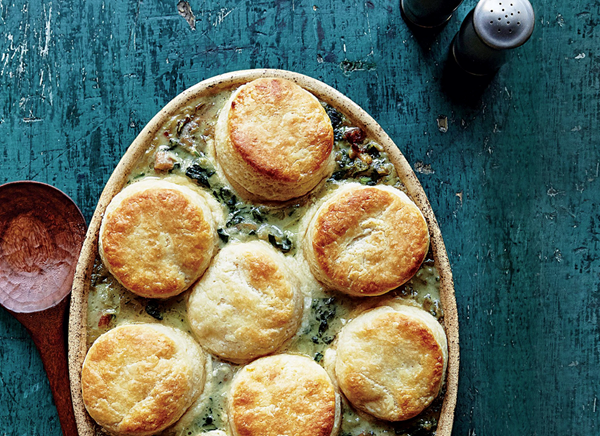 Oyster pie with buttermilk biscuits