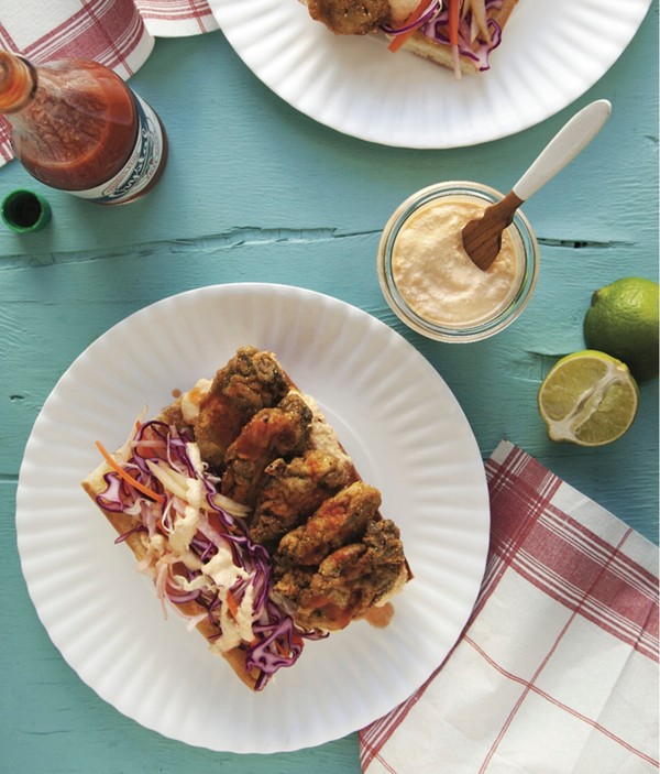 Oyster po' boys with harissa & muffuletta