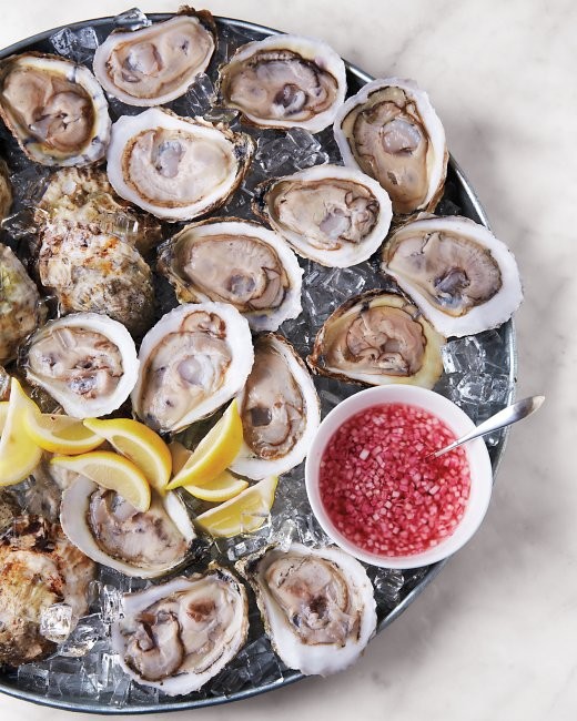 Oysters on the half shell with mignonette