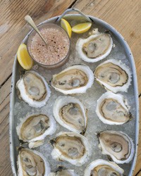 Oysters on the half shell with rosé mignonette