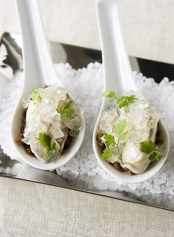 Oysters with champagne jelly