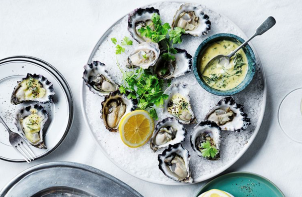 Oysters with cucumber and fennel vinaigrette