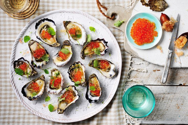Oysters with finger lime dressing