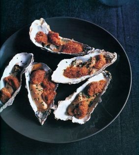 Oysters with foie gras & chives