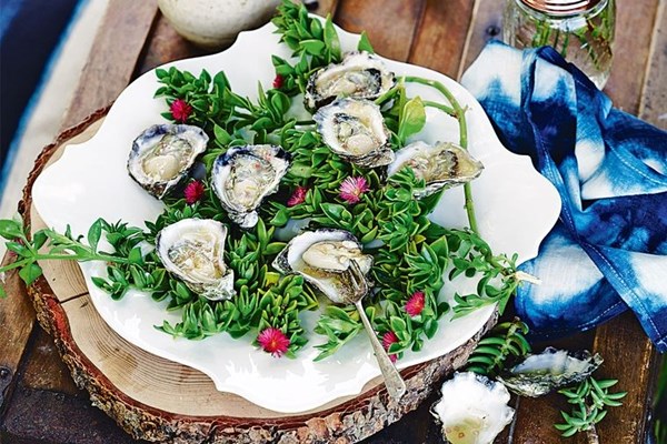 Oysters with ginger oil and ginger vinaigrette
