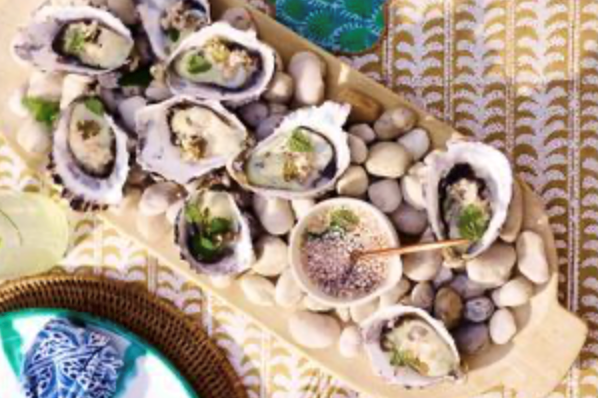 Oysters with lemon balm vinaigrette [Lauren and Andy Emerson]