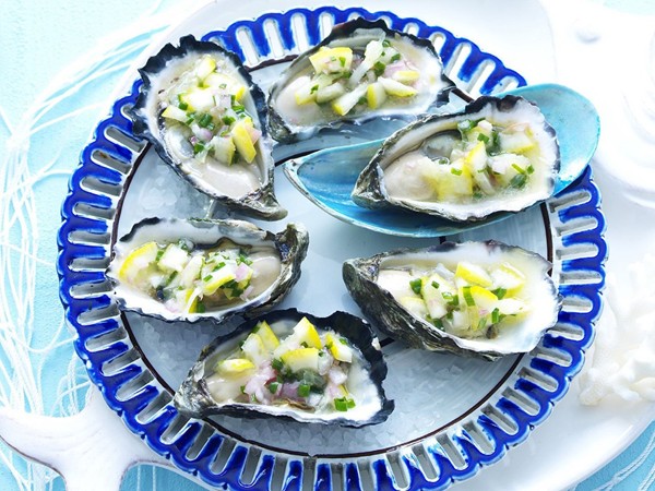 Oysters with pickled lemon