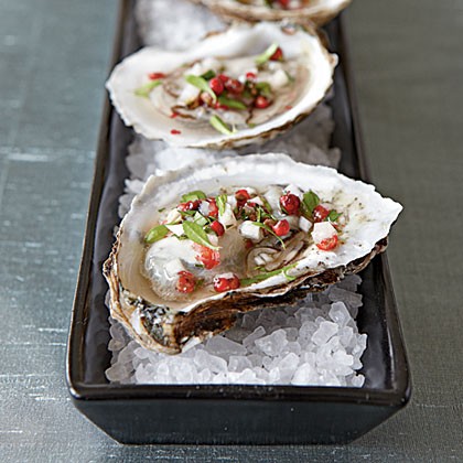 Oysters with pink peppercorn mignonette