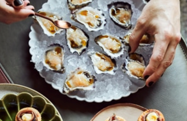Oysters with pomelo and kombu oil