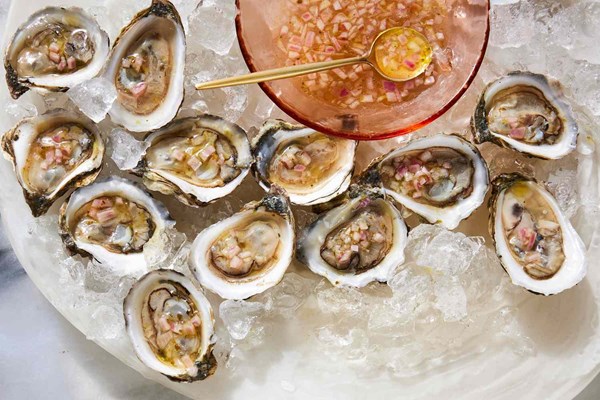 Oysters with yuzu kosho mignonette