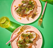 Padron peppers on ricotta toast
