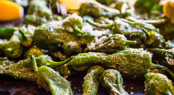Padrón peppers with sea salt & lemon